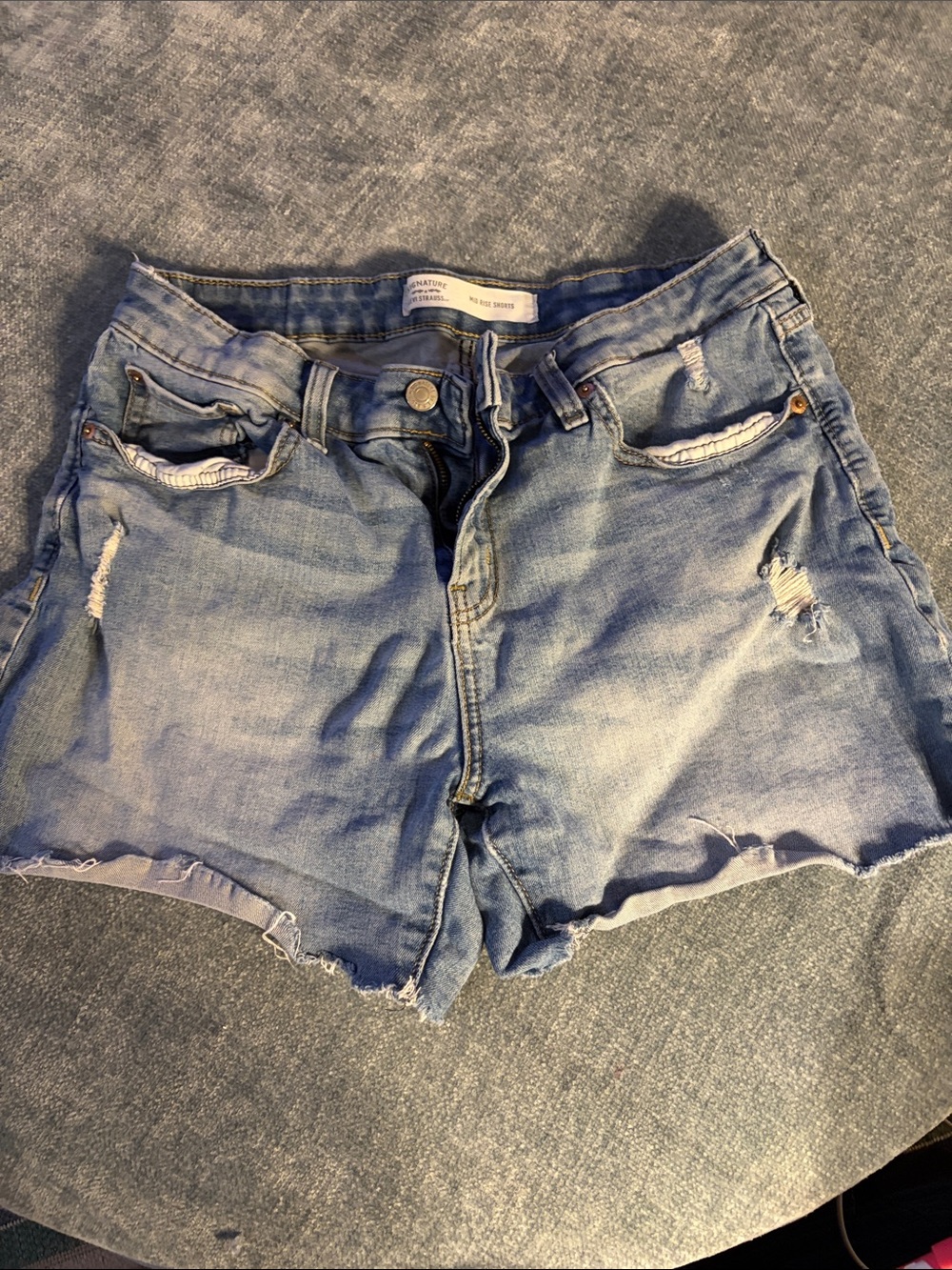 Signature by Levi Strauss Light Blue Distressed Denim Shorts